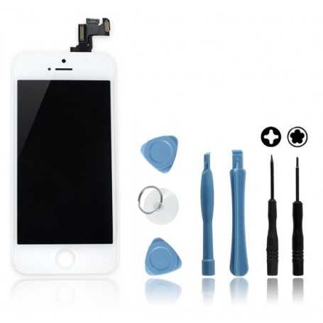 Ecran LCD et vitre tactile iPhone 5SE Blanc (AAA+) + kit outils